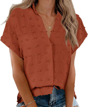 Beautife Womens Short Sleeve Shirts V Neck Collared Button Down Shirt Tops with Pockets
