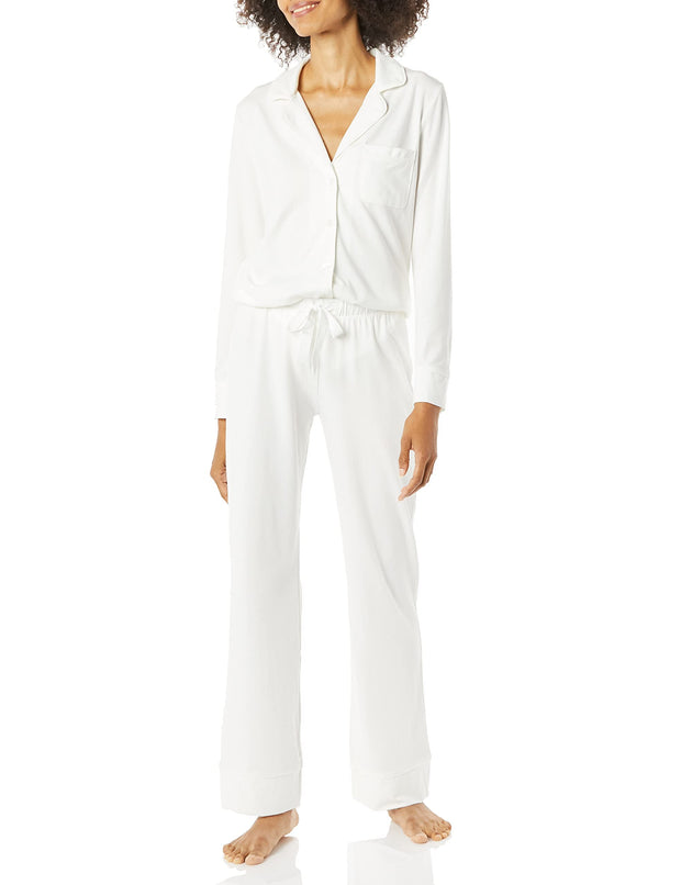 Amazon Essentials Women's Cotton Modal Long-Sleeve Shirt and Full-Length Bottom Pajama Set
