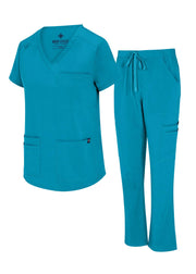 Natural Uniforms Womens 11 Pocket Cool Stretch Cargo Scrub Set with Regular and Petite Sizes