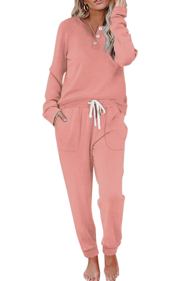 WIHOLL Two Piece Outfits for Women Lounge Sets Button Down Sweatshirt Sweatpants Sweatsuits Set with Pockets