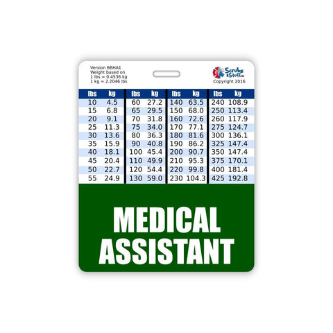 Medical Assistant Badge Buddy Horizontal w/Height & Weight Conversion Charts (Standard, Pink)
