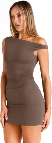 Trendy Queen Womens Mini Summer Dresses 2025 Going Out Off The Shoulder Bodycon Sexy Party Club Spring Fashion Outfits