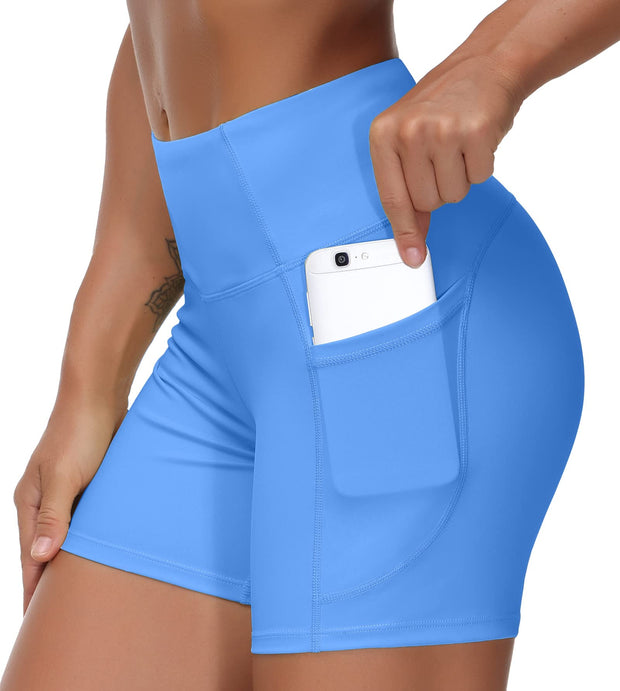 THE GYM PEOPLE Women's High Waist Workout Shorts Breathable Dolphin Split Elastic Lounge Yoga Shorts