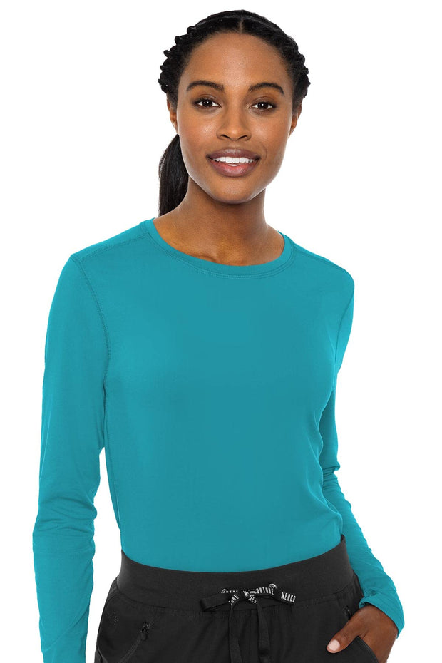 Med Couture Women's Underscrub Top Long Sleeve Performance Knit Tee, 360° Stretch, Lightweight & Ultra Soft Fabric - MC8499