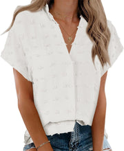 Beautife Womens Short Sleeve Shirts V Neck Collared Button Down Shirt Tops with Pockets