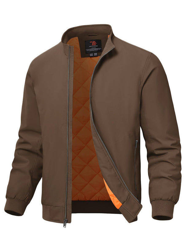 TBMPOY Men's Winter Lightweight Bomber Jackets Water Resistant Fall Casual Windbreakers Quilted Full Zip Windproof Work Coats