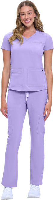 Natural Uniforms Womens 11 Pocket Cool Stretch Cargo Scrub Set with Regular and Petite Sizes