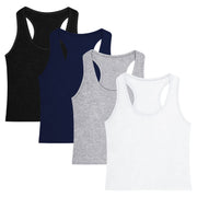 4 Pieces Women's Crop Tops Cotton Basic Tank Tops Racerback Sleeveless Sports Workout Crop Tank Tops