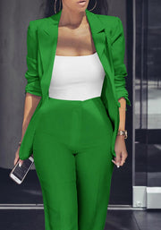 HuiSiFang Womens Fall Fashion 2 Piece Blazer Sets Open Front Blazers and Slim Fit Pants Suits Set