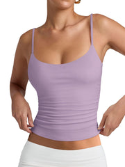 PINKMSTYLE Women's Basic Double Lined Scoop Neck Tank Tops Adjustable Cami Tank Summer Sleeveless Tops