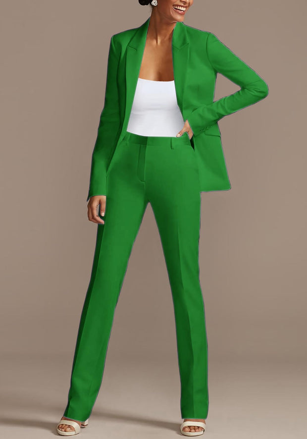 HuiSiFang Womens Fall Fashion 2 Piece Blazer Sets Open Front Blazers and Slim Fit Pants Suits Set