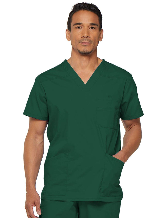 Dickies EDS Signature Scrubs for Men, Multi-Pocket V-Neck Scrub Top in Soft Brushed Poplin 81906