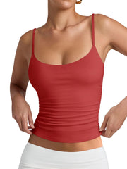 PINKMSTYLE Women's Basic Double Lined Scoop Neck Tank Tops Adjustable Cami Tank Summer Sleeveless Tops
