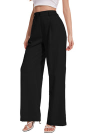 FUNYYZO Wide Leg Pants Women's High Elastic Waisted in The Back Business Work Trousers Long Straight Suit Pants