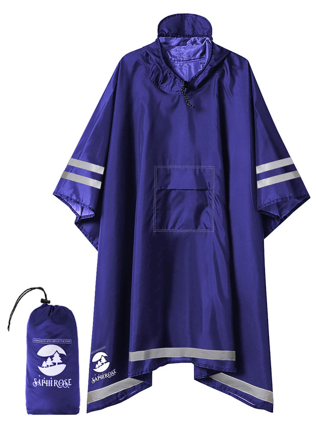 SaphiRose Hooded Rain Poncho Waterproof Raincoat Jacket for Men Women Adults