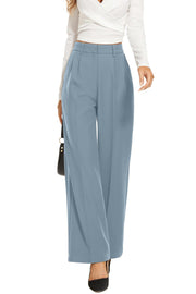 FUNYYZO Wide Leg Pants Women's High Elastic Waisted in The Back Business Work Trousers Long Straight Suit Pants