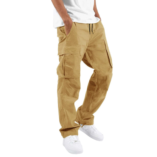 THWEI Mens Cargo Pants Casual Joggers Athletic Pants Cotton Loose Straight Sweatpants