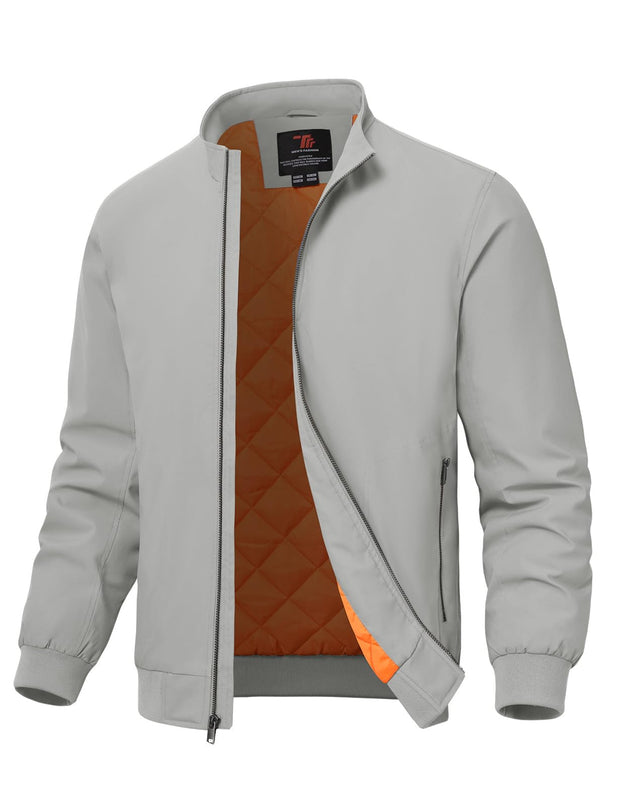 TBMPOY Men's Winter Lightweight Bomber Jackets Water Resistant Fall Casual Windbreakers Quilted Full Zip Windproof Work Coats
