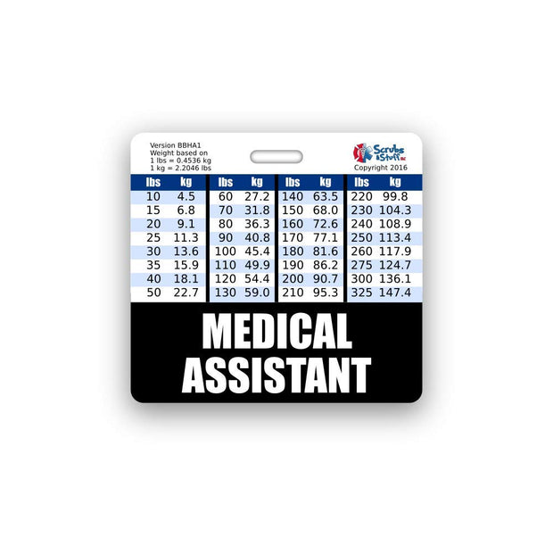 Medical Assistant Badge Buddy Horizontal w/Height & Weight Conversion Charts (Standard, Pink)