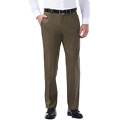 Haggar Men's Premium No Iron Khaki Classic Fit Expandable Waist Flat Front Pant (Regular and Big & Tall Sizes)