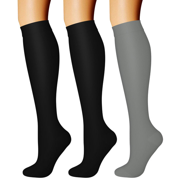CHARMKING Compression Socks for Women & Men Circulation (3 Pairs) 15-20 mmHg is Best Support for Athletic Running Cycling