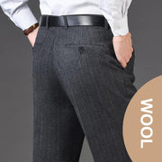 Men's Classic Fit Wool Plaid Dress Pants Double Pleated Loose Trousers High Waisted(LSBT 42)