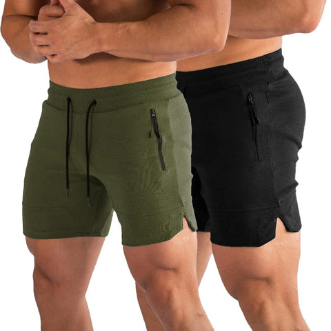 PIDOGYM Men's 5" Gym Workout Shorts,Fitted Jogging Short Pants for Bodybuilding Running Training with Zipper Pockets
