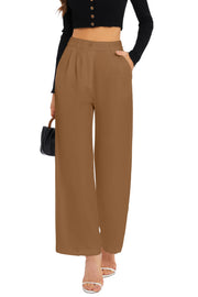 FUNYYZO Wide Leg Pants Women's High Elastic Waisted in The Back Business Work Trousers Long Straight Suit Pants