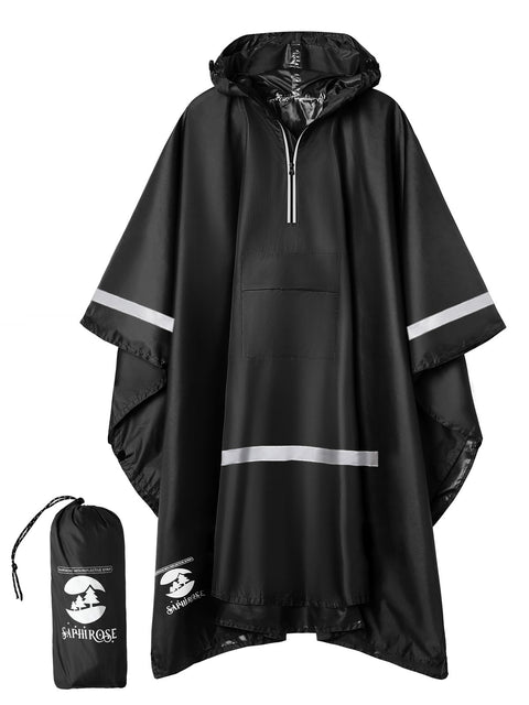 SaphiRose Hooded Rain Poncho Waterproof Raincoat Jacket for Men Women Adults