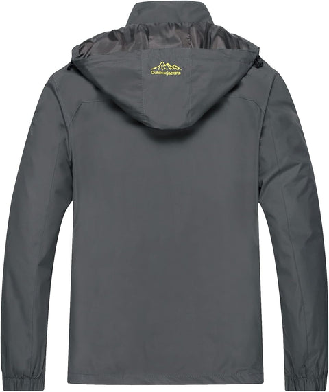GIISAM Mens Windproof Jacket Waterproof Lightweight Mountain Sport Jacket for Men Hooded Windbreaker Raincoat