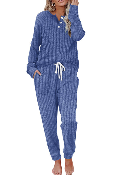 WIHOLL Two Piece Outfits for Women Lounge Sets Button Down Sweatshirt Sweatpants Sweatsuits Set with Pockets