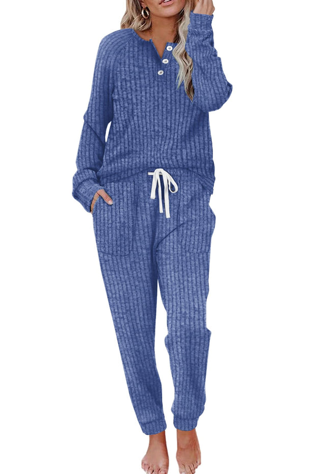 WIHOLL Two Piece Outfits for Women Lounge Sets Button Down Sweatshirt Sweatpants Sweatsuits Set with Pockets