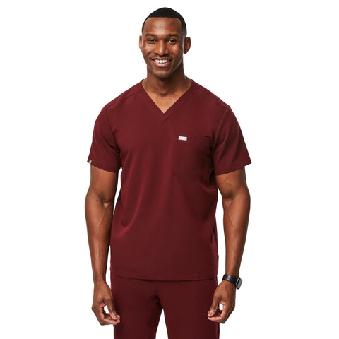 FIGS Leon Scrub Top for Men – 3 Pockets, Tailored Fit, Modern V-Neck, 4-Way Stretch, Moisture-Wicking Men's Scrubs