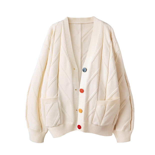 Women's Cable Knit Long Sleeve Open Front Cardigan Sheep V-Neck Button Down Embroidery Wool Blend Sweater Coat Outwear