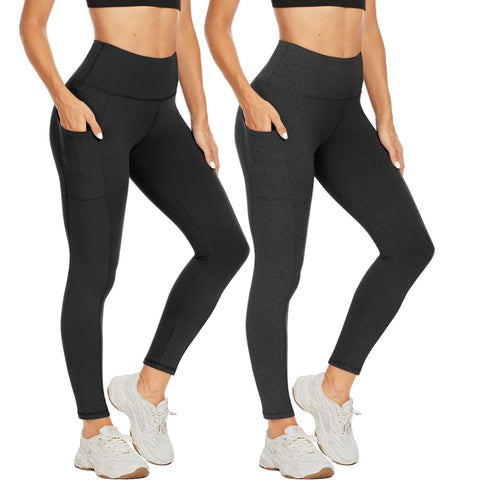 NexiEpoch High Waisted Leggings for Women - Black Tummy Control Compression Soft Yoga Pants for Workout Reg & Plus Size