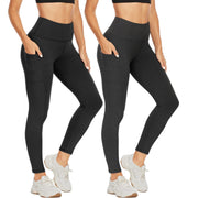 NexiEpoch High Waisted Leggings for Women - Black Tummy Control Compression Soft Yoga Pants for Workout Reg & Plus Size