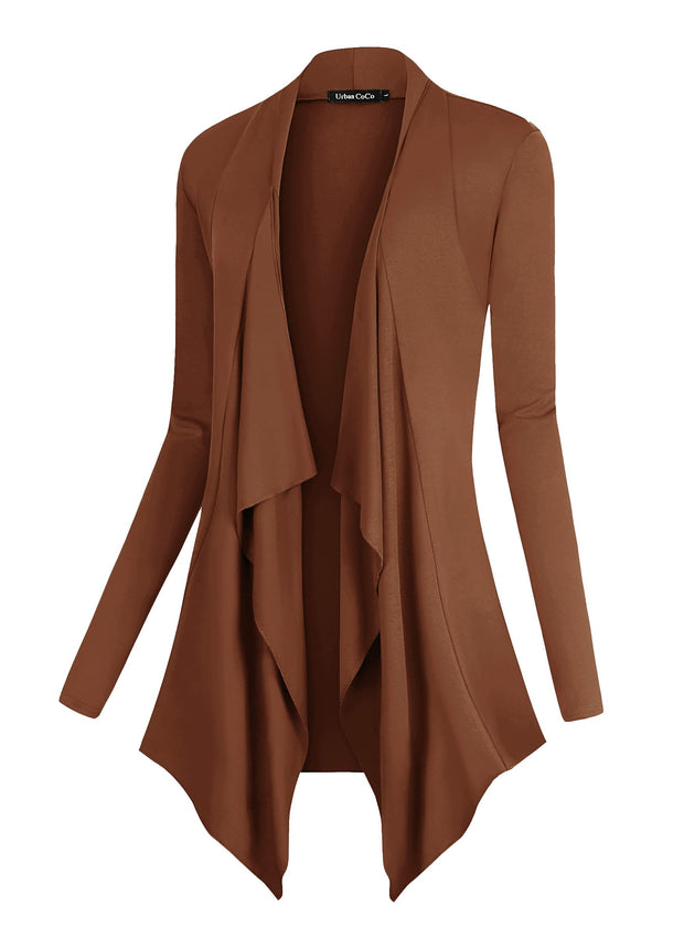 Urban CoCo Women's Drape Front Open Cardigan Long Sleeve Irregular Hem