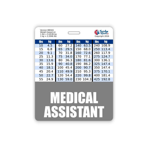 Medical Assistant Badge Buddy Horizontal w/Height & Weight Conversion Charts (Standard, Pink)