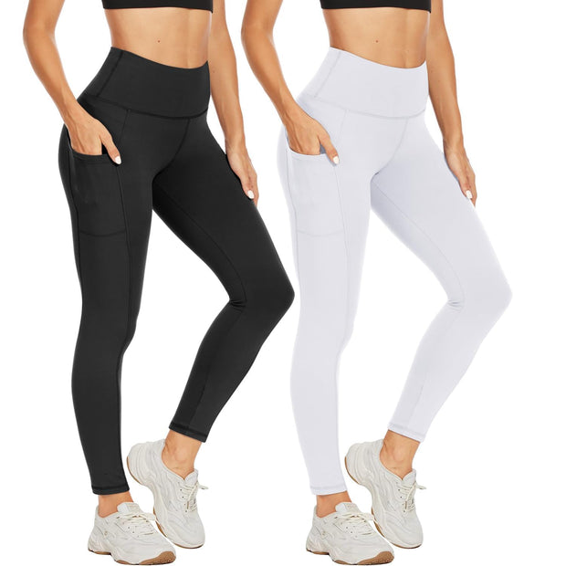 NexiEpoch High Waisted Leggings for Women - Black Tummy Control Compression Soft Yoga Pants for Workout Reg & Plus Size