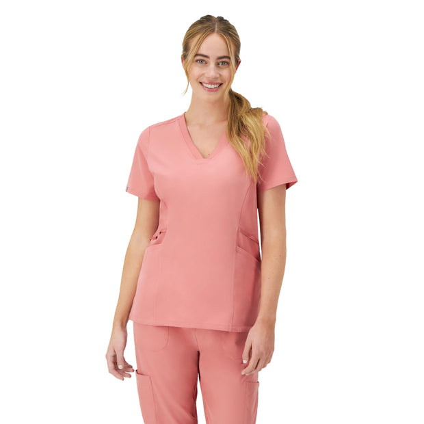 Hanes Women's Scrubs Healthcare Top, Moisture-Wicking Stretch Scrub Shirts, Ribbed Side Panels