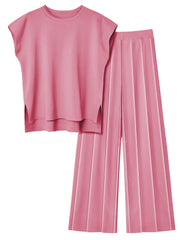 LILLUSORY 2 Piece Sets for Women Summer Vacation 2025 Lounge Outfits Matching Two Pcs Spring Knit Tracksuits Sweat Suits