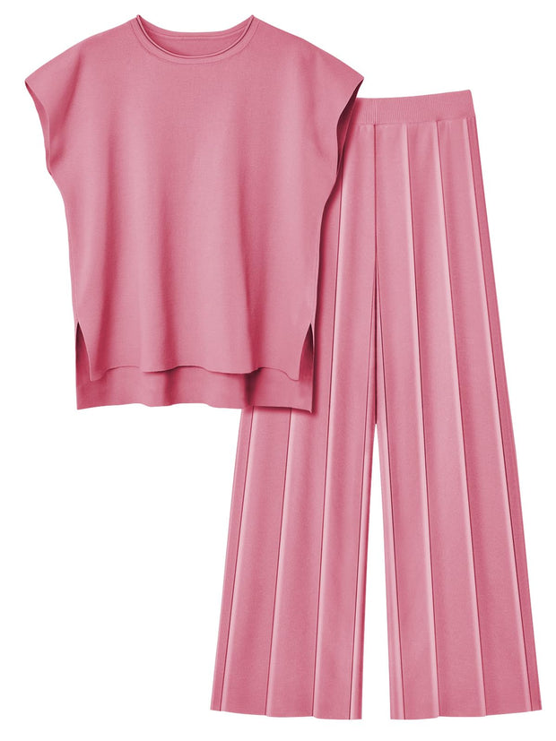 LILLUSORY 2 Piece Sets for Women Summer Vacation 2025 Lounge Outfits Matching Two Pcs Spring Knit Tracksuits Sweat Suits