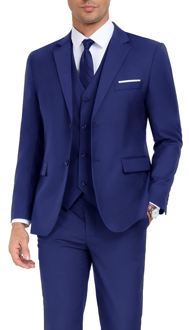 Men's Suit Slim Fit 3 Piece Wedding Dress Tux Suit Set Two Buttons Business Suits Blazer Jacket Vest Pants with Tie