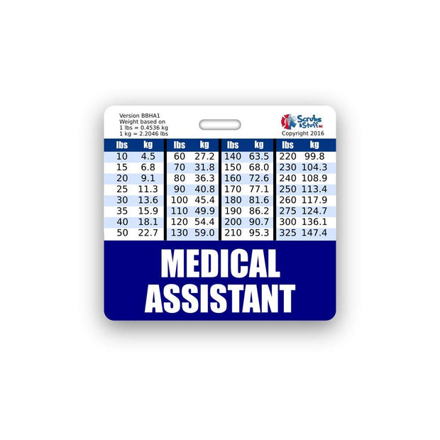 Medical Assistant Badge Buddy Horizontal w/Height & Weight Conversion Charts (Standard, Pink)