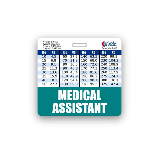 Medical Assistant Badge Buddy Horizontal w/Height & Weight Conversion Charts (Standard, Pink)