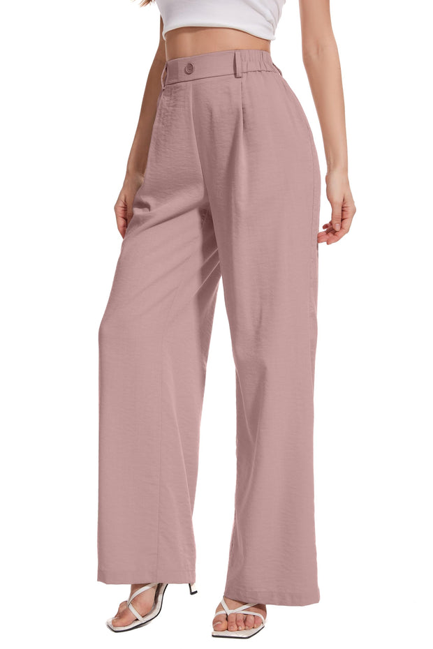 FUNYYZO Wide Leg Pants Women's High Elastic Waisted in The Back Business Work Trousers Long Straight Suit Pants