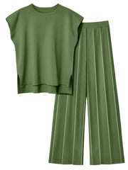 LILLUSORY 2 Piece Sets for Women Summer Vacation 2025 Lounge Outfits Matching Two Pcs Spring Knit Tracksuits Sweat Suits