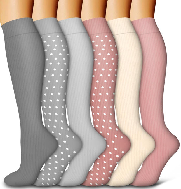 6 Pack Copper Compression Socks for Women and Men Circulation-Best Support for Medical, Running,Nursing,Athletic