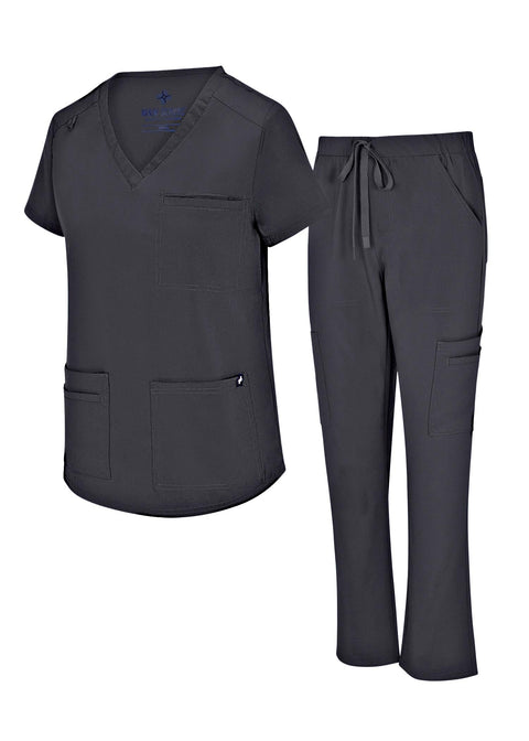 Natural Uniforms Womens 11 Pocket Cool Stretch Cargo Scrub Set with Regular and Petite Sizes