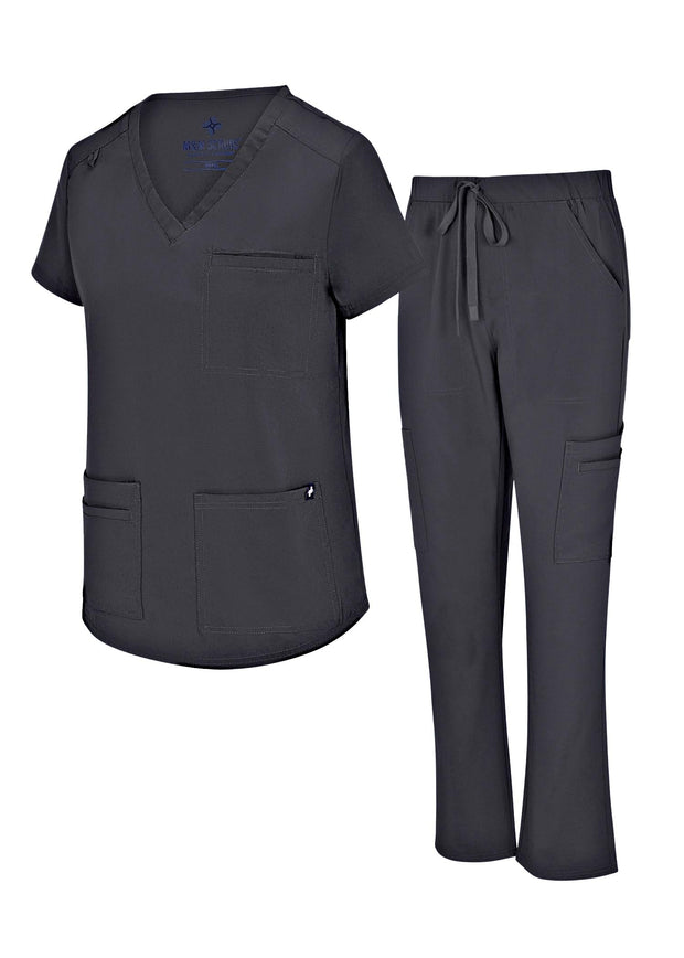Natural Uniforms Womens 11 Pocket Cool Stretch Cargo Scrub Set with Regular and Petite Sizes